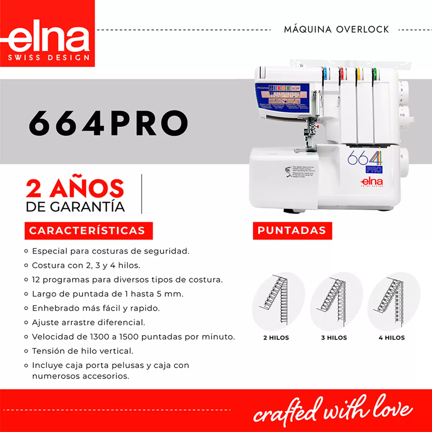 Máquina Overlock Elna 664PRO