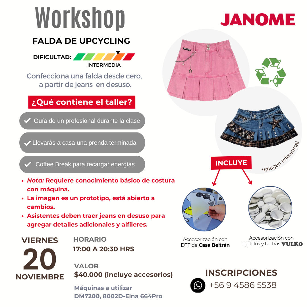 Workshop Vespertino Confección Falda Upcycling (20 de Noviembre 2026)