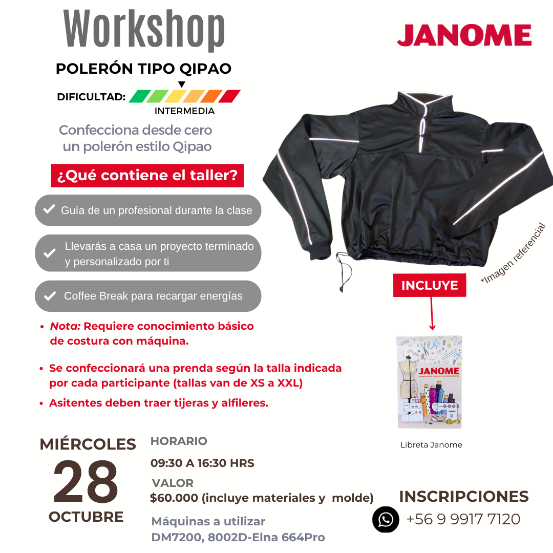Workshop Confección Polerón Qipao (28 de Octubre 2026)